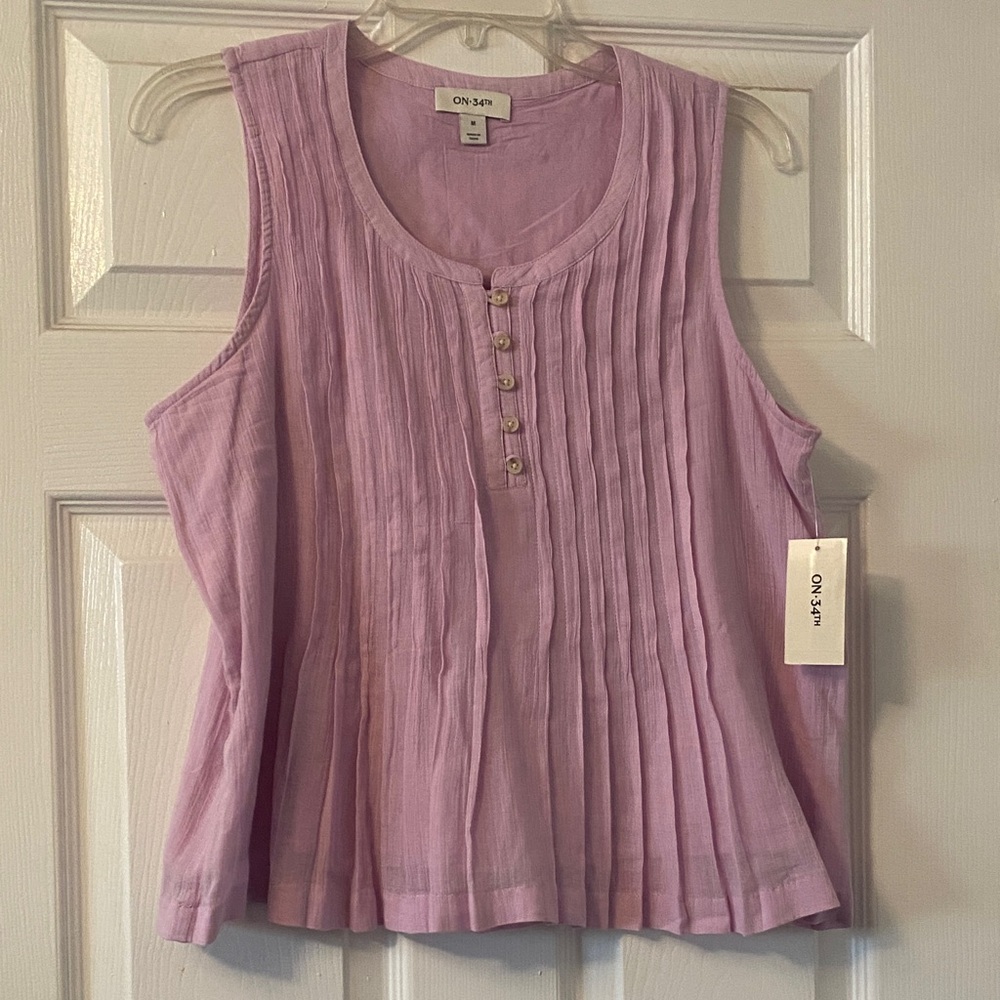 ON Safari Women's Lavender Pleated Tank Top